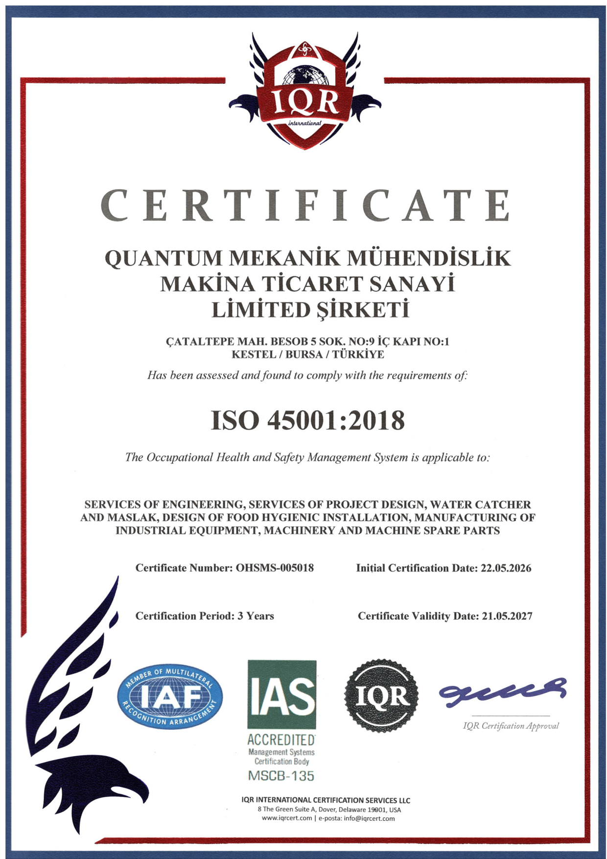 ISO 45001 İş Sağlığı ve Güvenliği Yönetim Sistemi